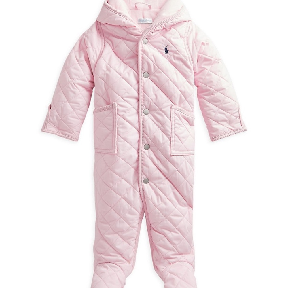NEW without tags Ralph Lauren Baby Pram Footed Snowsuit (light pink) Size 6 mos